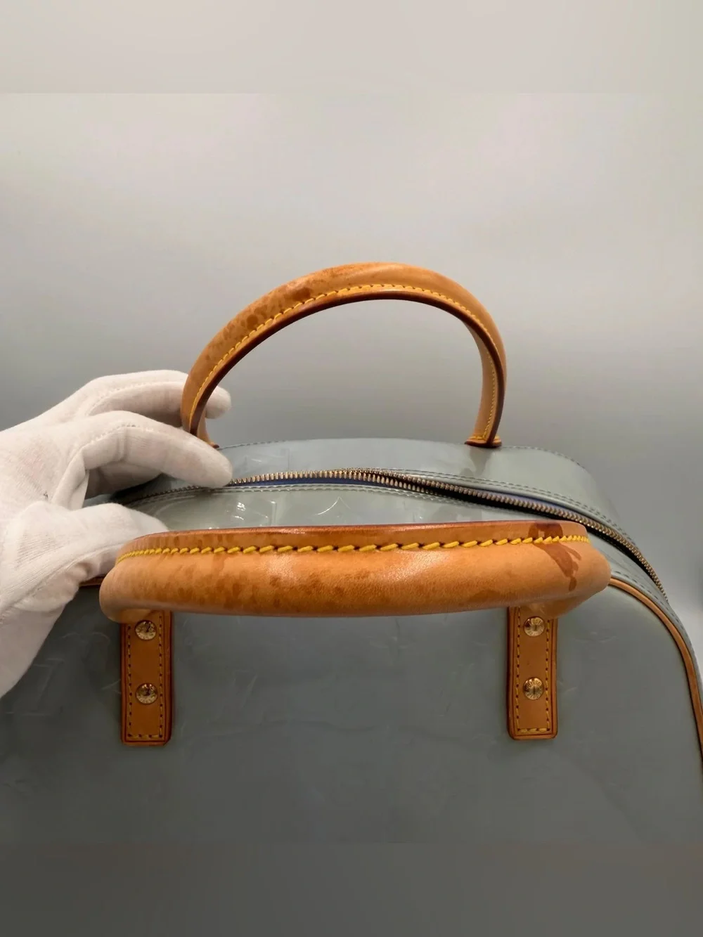 LV Tompkins Square — Vernis Leather Blue